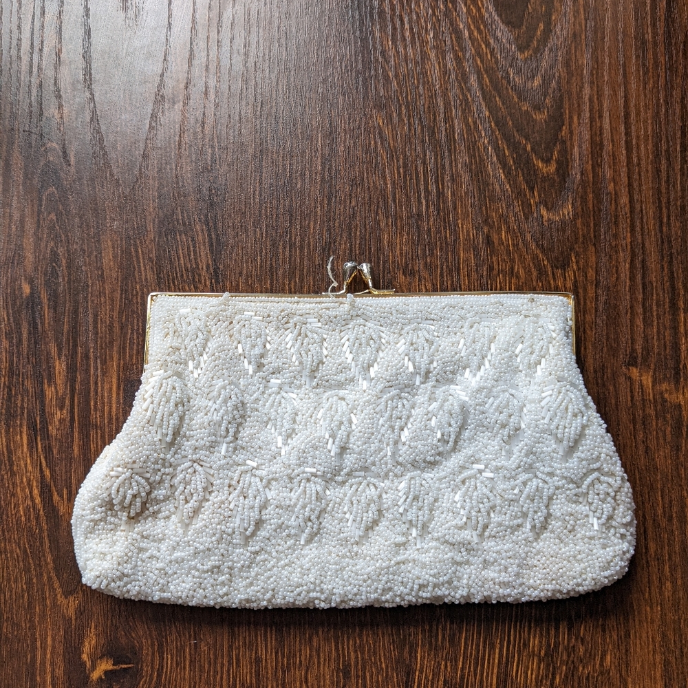 Vintage Stephen Chu Beaded Sweater Factory Beaded Clutch Purse